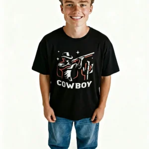 Cow Boy Round Neck Loose Fit T-shirt